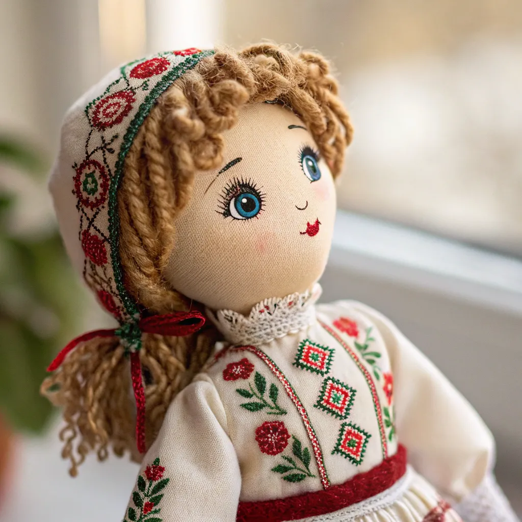 Handmade doll with intricate designs
